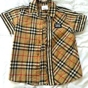 Burberry Shirt Youth Button Down Short Sleeve